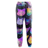 Cartoon Print Bandage Graphic Drawstring Haren Pants Sexy Wide Leg Elastic Waist Pants Leggings